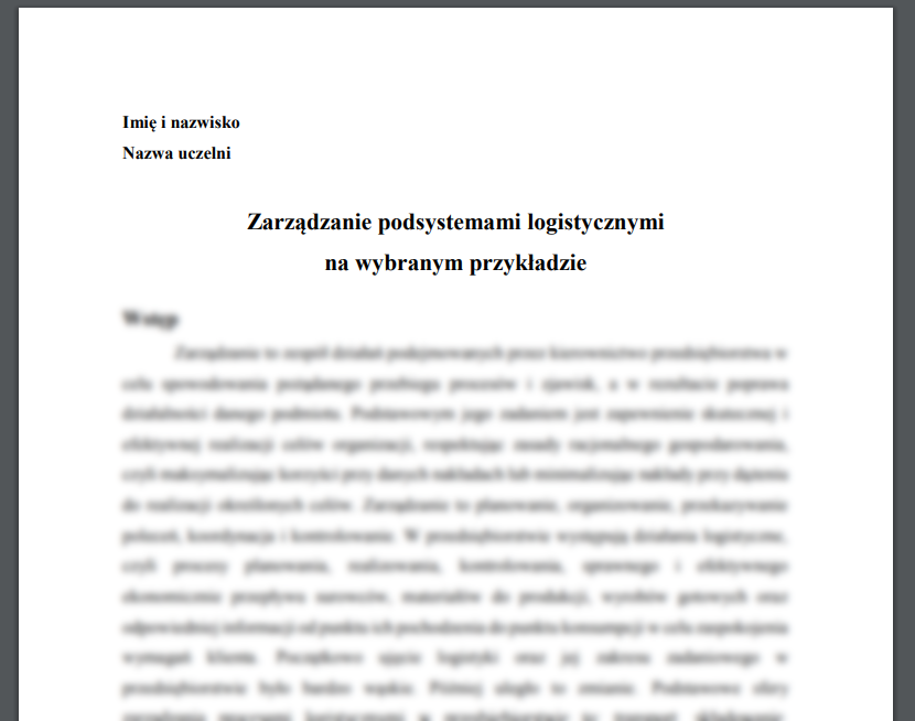 Esej: Zarządzanie podsystemami logistycznymi na wybranym przykładzie