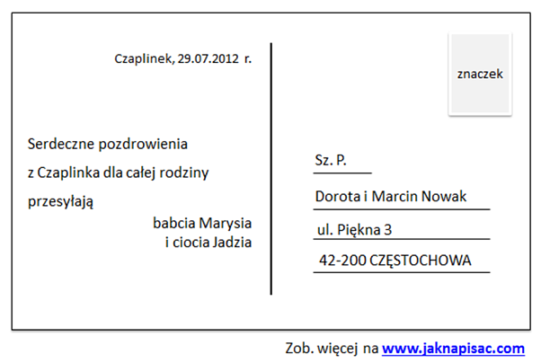 Pocztówka z kraju - przykład