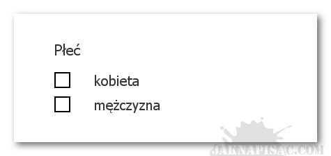 Ankieta - pytanie o płeć