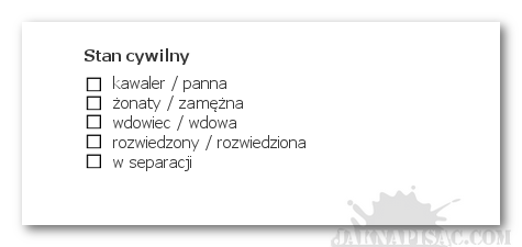 Ankieta - pytanie o stan cywilny