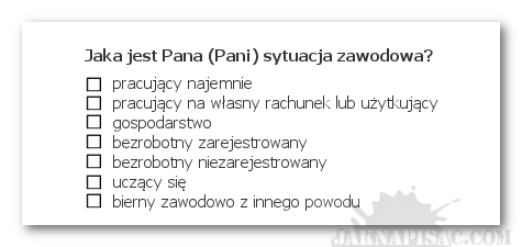 Ankieta - pytanie o sytuację zawodową