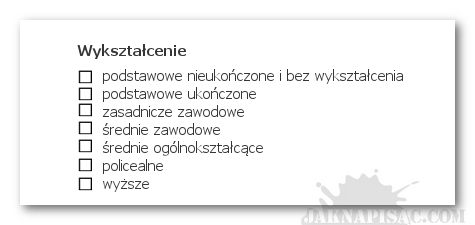 Ankieta - pytanie o wykształcenie