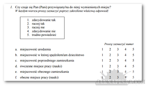 Ankieta - pytania tabelaryczne