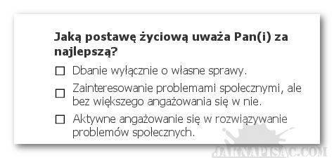 Ankieta - pytania z wieloma wariantami odpowiedzi