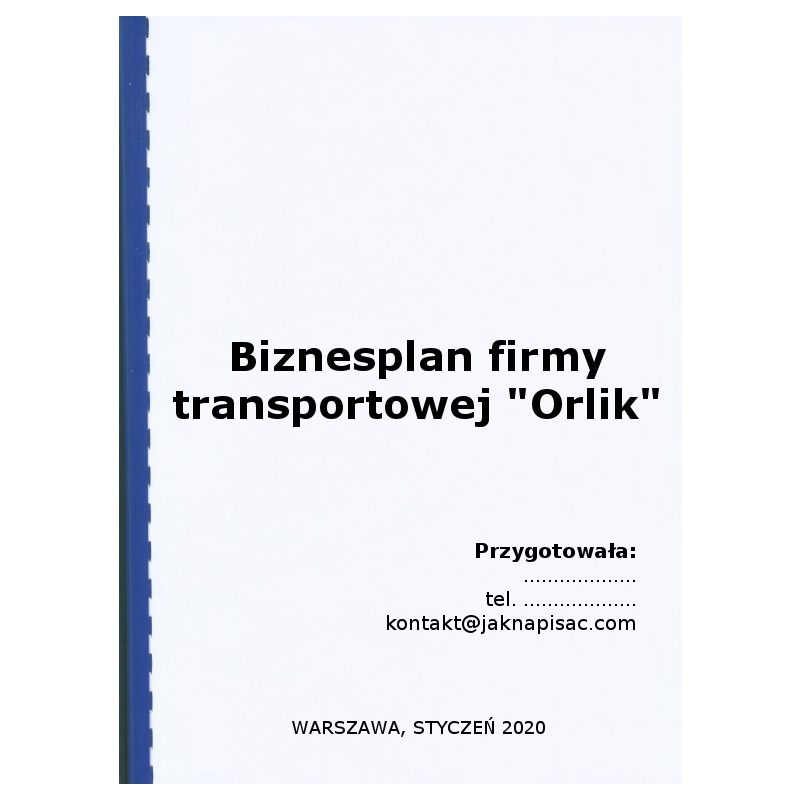 Biznesplan firmy transportowej "Orlik" - przykład