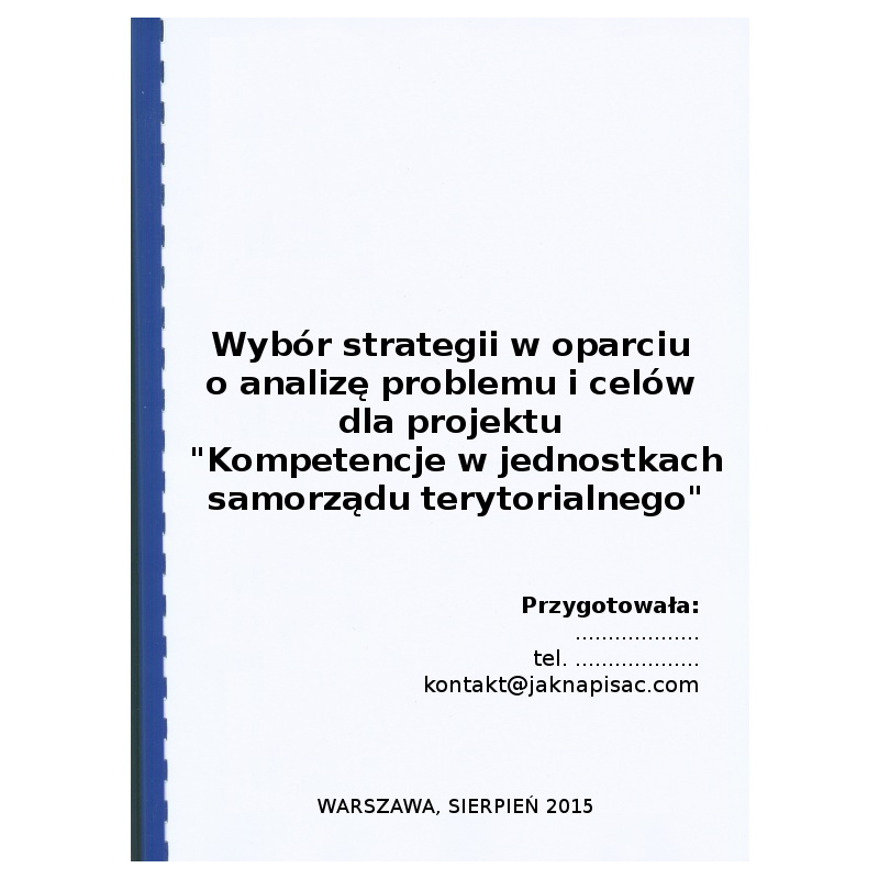Wybór strategii w oparciu o analizę problemu i celów dla projektu "Kompetencje w jednostkach samorządu terytorialnego"