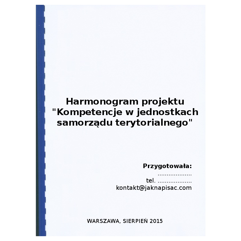 Harmonogram projektu "Kompetencje w jednostkach samorządu terytorialnego"