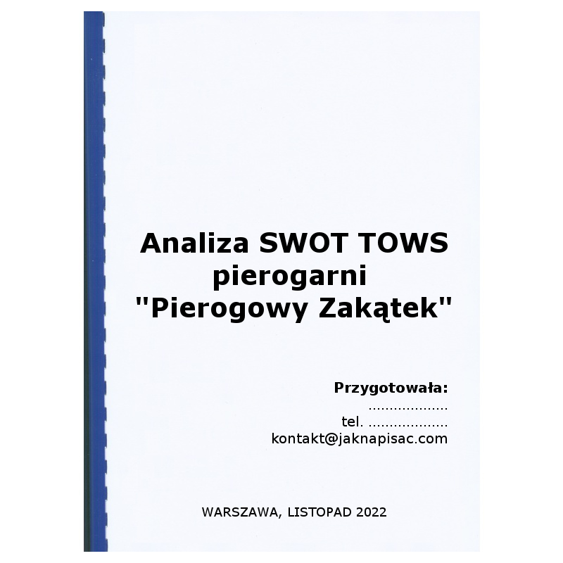 Analiza SWOT TOWS pierogarni "Pierogowy Zakątek"