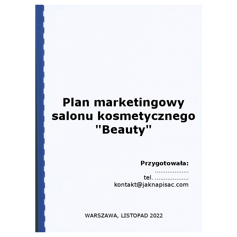 Plan marketingowy salonu kosmetycznego "Beauty"