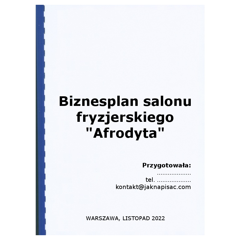 Biznesplan salonu fryzjerskiego "Afrodyta"