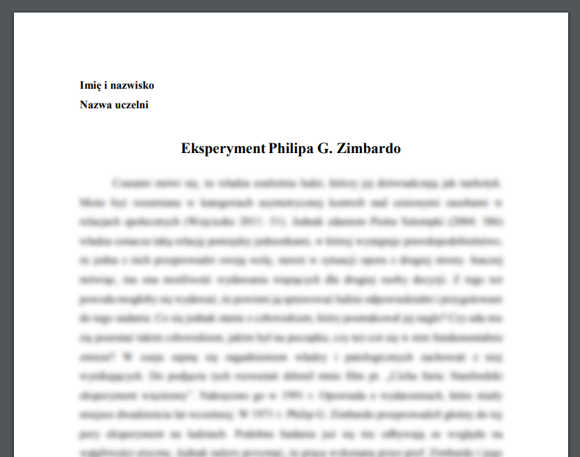 Esej: Eksperyment Philipa G. Zimbardo