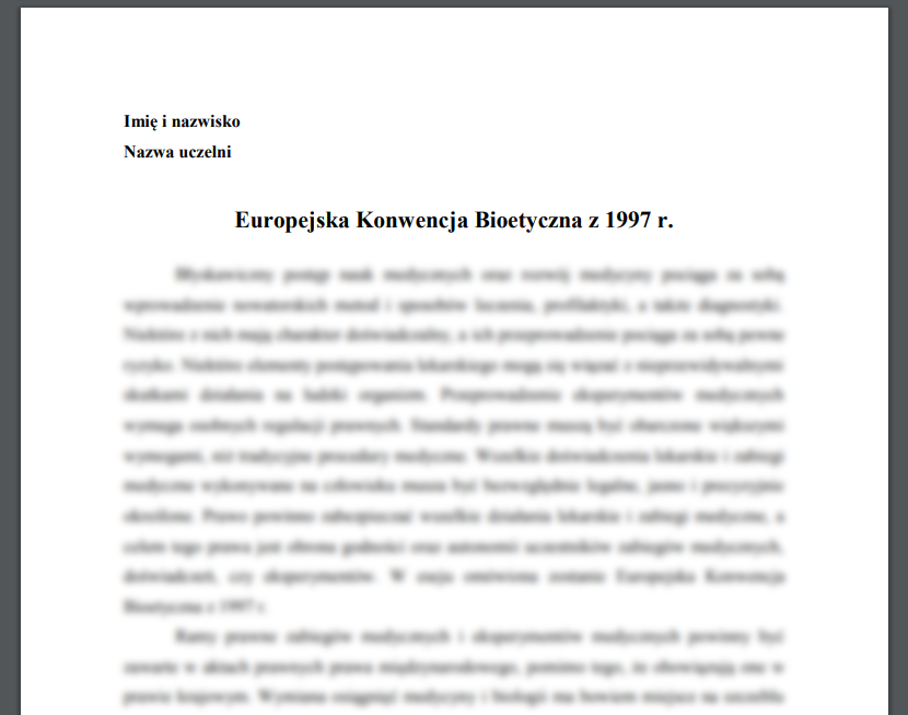 Esej: Europejska Konwencja Bioetyczna z 1997 r.
