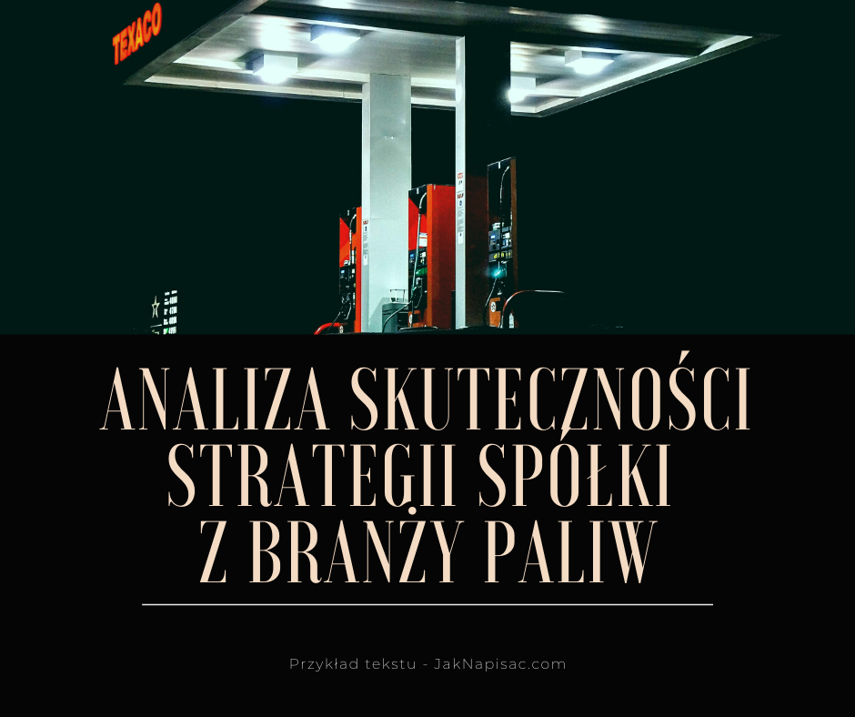 Analiza skuteczności strategii spółki z branży paliw