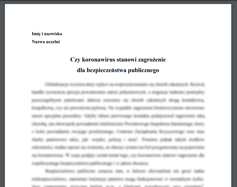 Esej: Czy koronawirus stanowi zagrożenie dla bezpieczeństwa publicznego