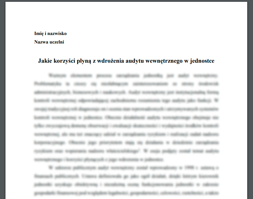 Esej: Jakie korzyści płyną z wdrożenia audytu wewnętrznego w jednostce