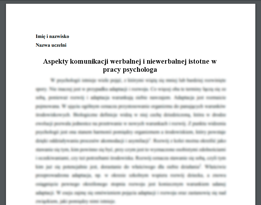 Esej: Aspekty komunikacji werbalnej i niewerbalnej istotne w pracy psychologa