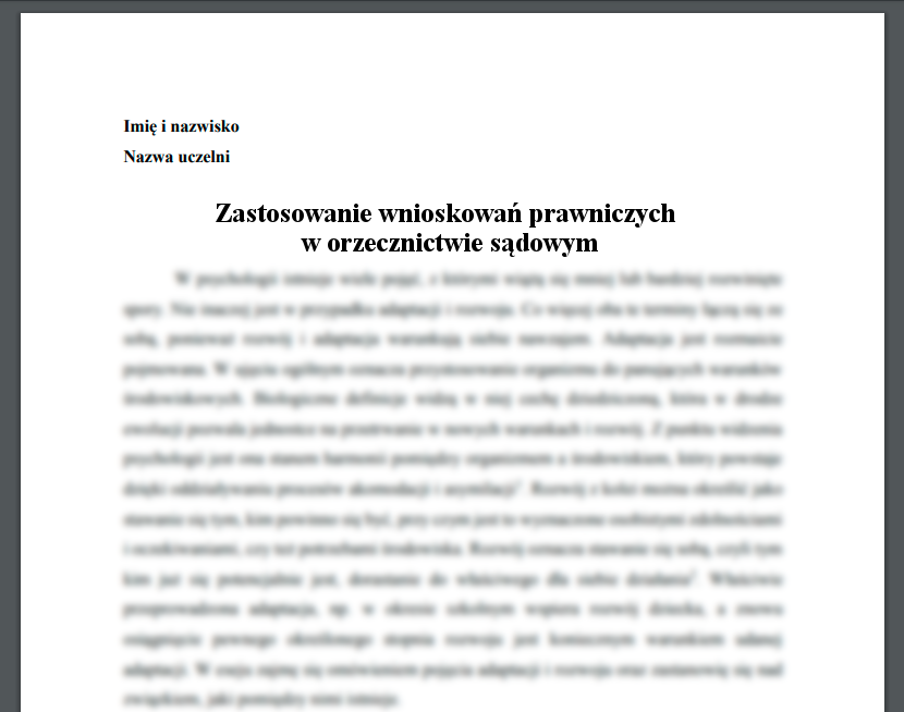 Esej: Zastosowanie wnioskowań prawniczych w orzecznictwie sądowym